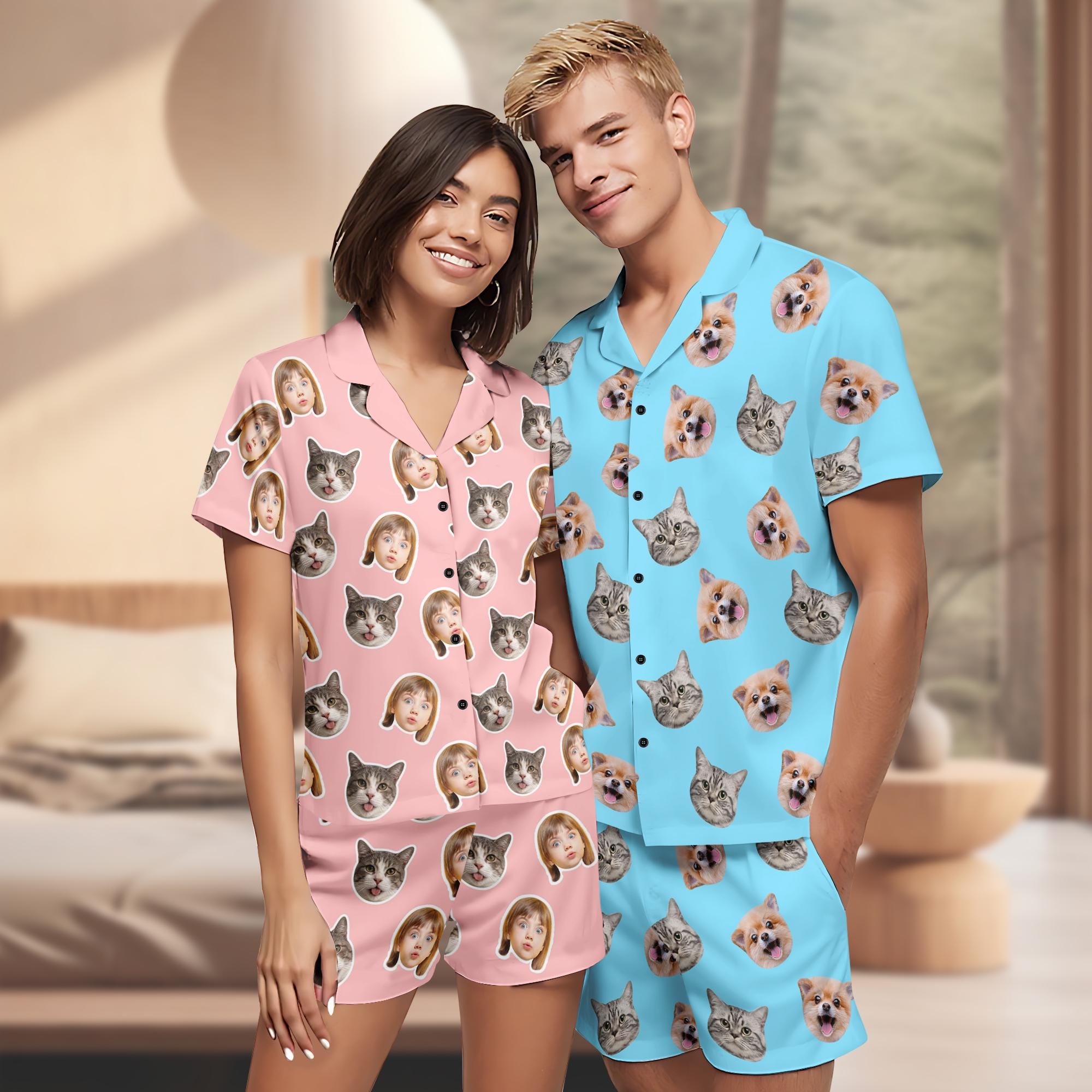 Custom Face Pajama Set,Christmas Pajamas,Personalized Photo Pajamas,Men Women Pajamas Bridal Party Birthday Anniversary Day Gifts,dog gifts