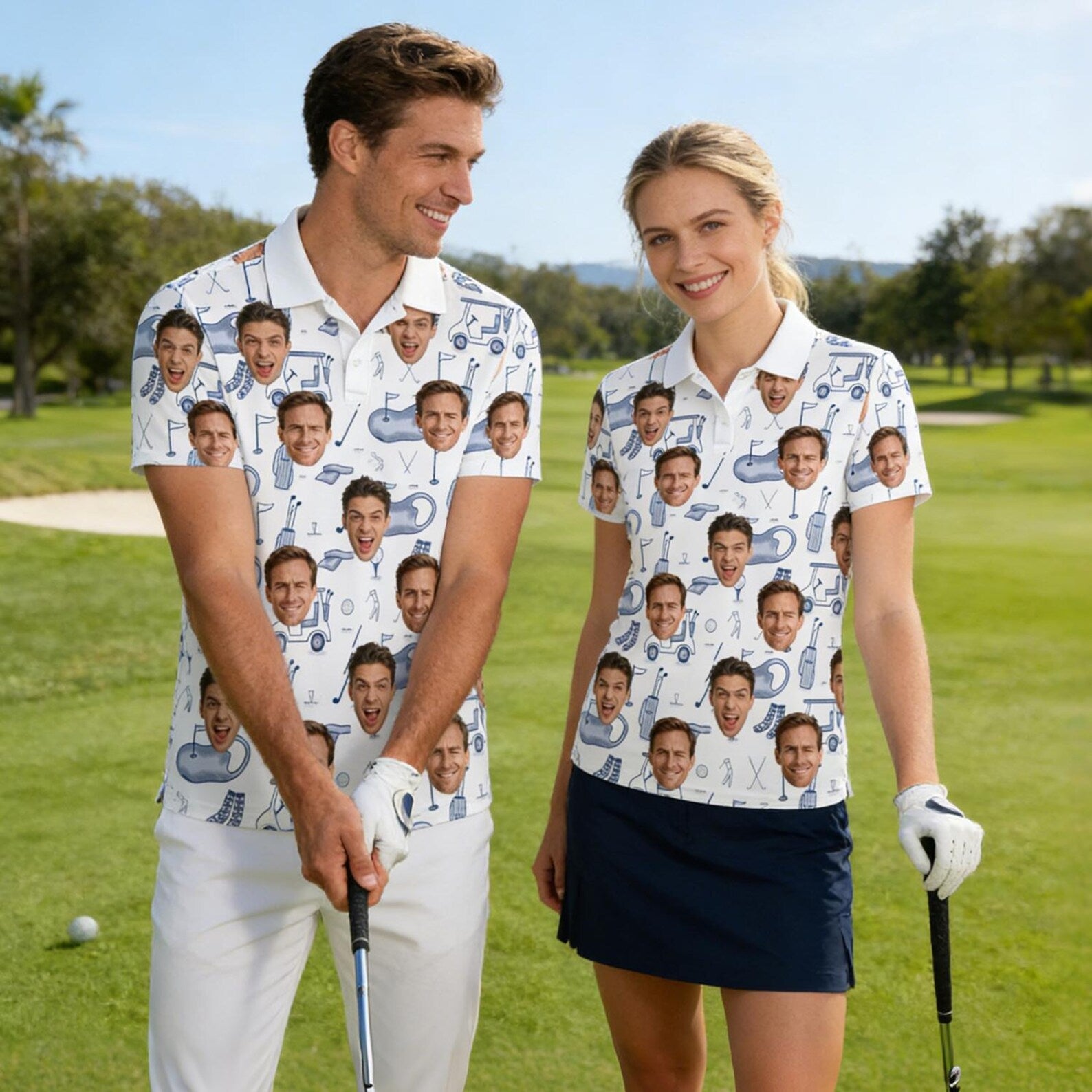 Custom Face Golf Shirt, Personalized Photo Polo, Couples Polo Shirts, Funny Golf Lover Gift, Summer Gifts