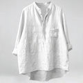 Elegant Women's Shirt Made of Cotton and Linen 3/4 Long Sleeve Blouse Clothing Plus Sizes T-Shirt Blouses Breathable Plain Tunic Tops Basic