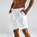 Men's Linen Shorts, Summer Shorts with Drawstring Pockets, Elastic Waistband, Solid Color, Comfortable and Breathable, Casual Daily Vacation Fashion Classic Style