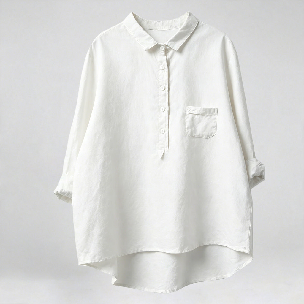 Women's Shirt Faux Cotton Linen Long Sleeve Shirt Collar Blue Red Navy Blue Spring & Fall