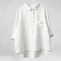 Women's Shirt Faux Cotton Linen Long Sleeve Shirt Collar Blue Red Navy Blue Spring & Fall