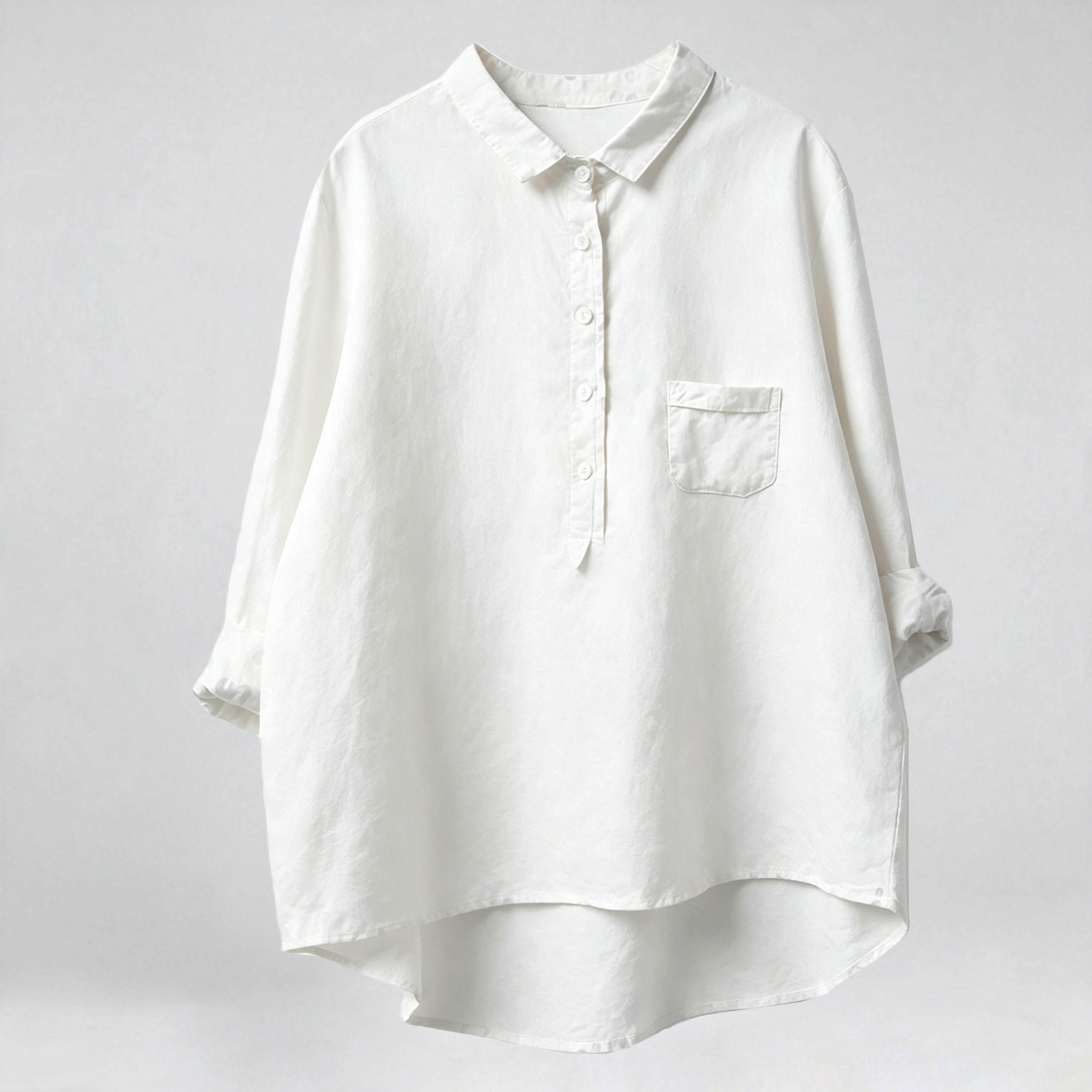 Women's Shirt Faux Cotton Linen Long Sleeve Shirt Collar Blue Red Navy Blue Spring & Fall