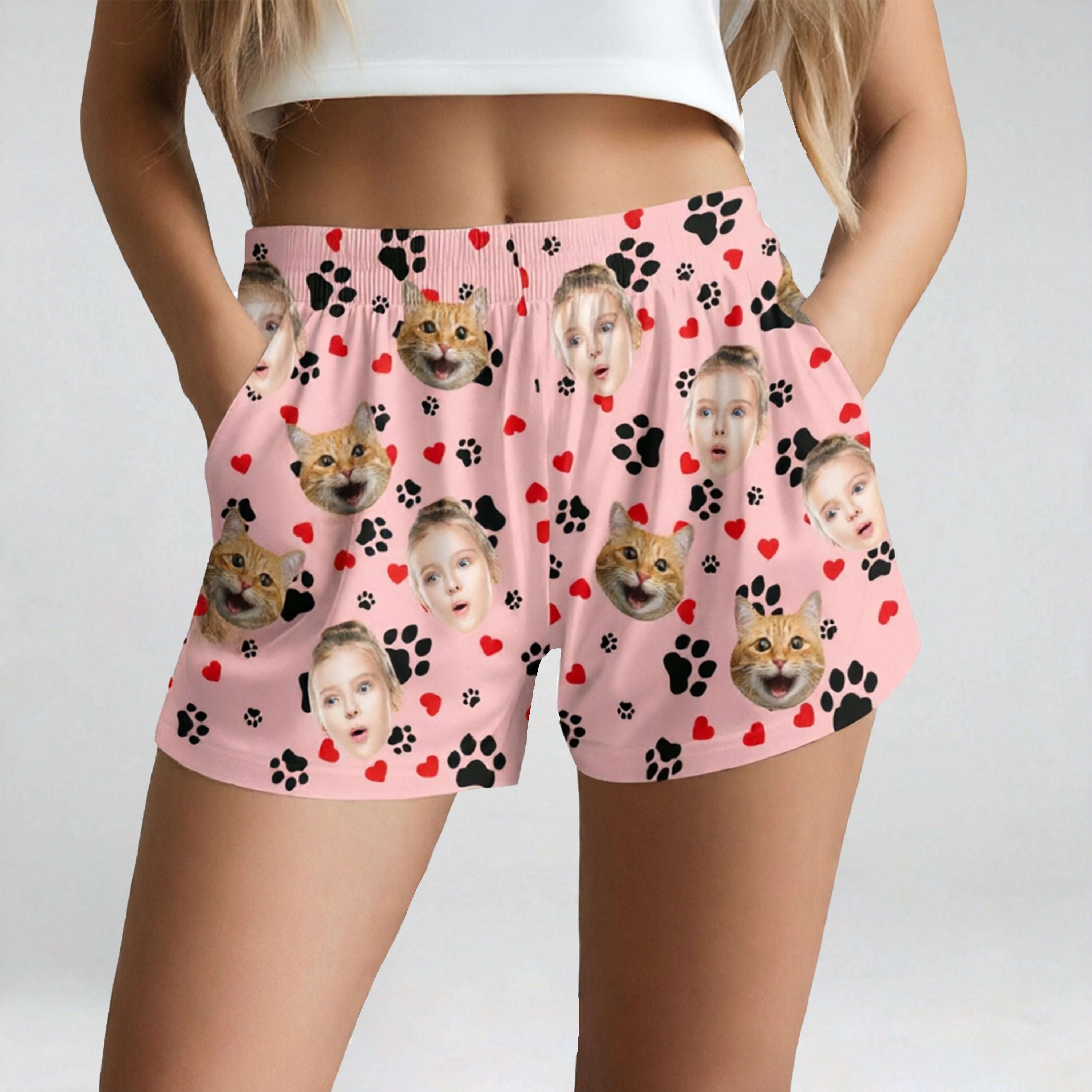 Custom Pet Face Pajama Shorts: Personalized Photo Boxer Shorts,Christmas Gift