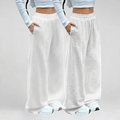 Tween Girl Solid Light Grey Causel Sports Knit Loose Wide Leg Baggy Sweatpants,For Casual Daily Wear Comfy Pants Fall Winter