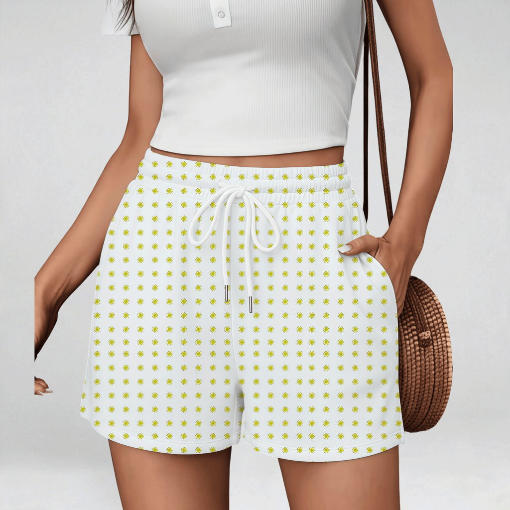 Women'S High-Waisted Blended Casual Shorts, Solid Color, Non-Stretch Fabric, Suitable for Spring, Summer, And Autumn, Featuring a Wide Waistband And Diagonal Pockets