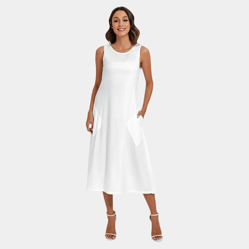 All-Over Print Women's Sleeveless Dress With Diagonal Pocket