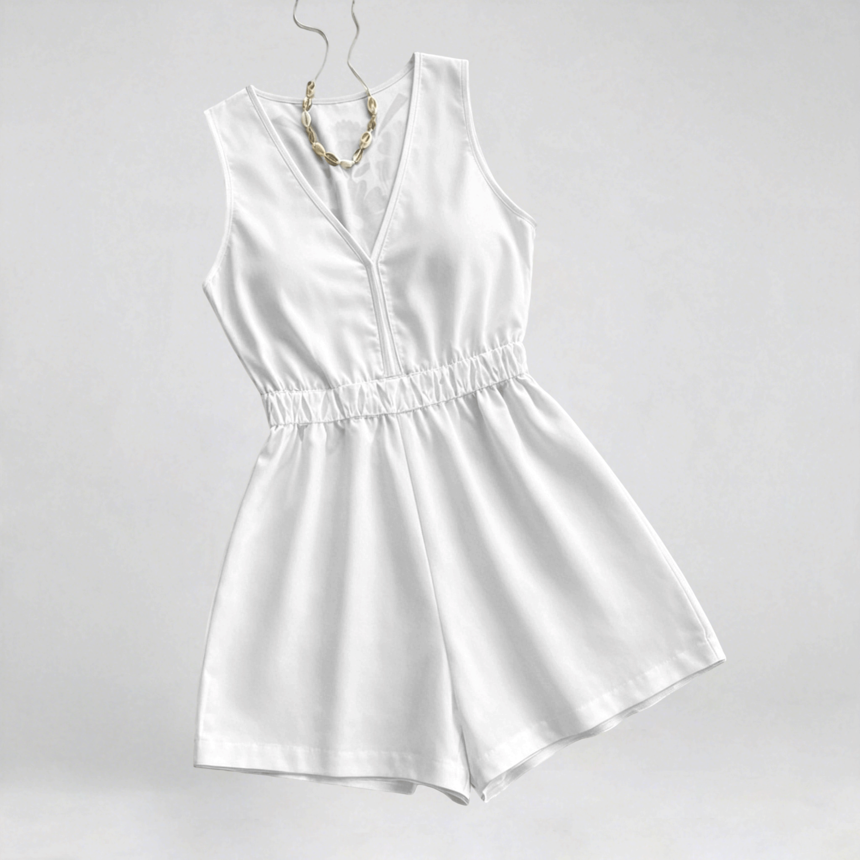 Holiday Floral Print V-Neck Jumpsuit Fashion Sleeveless Casual Romper Slim Fit for Beach Daily Outing Home