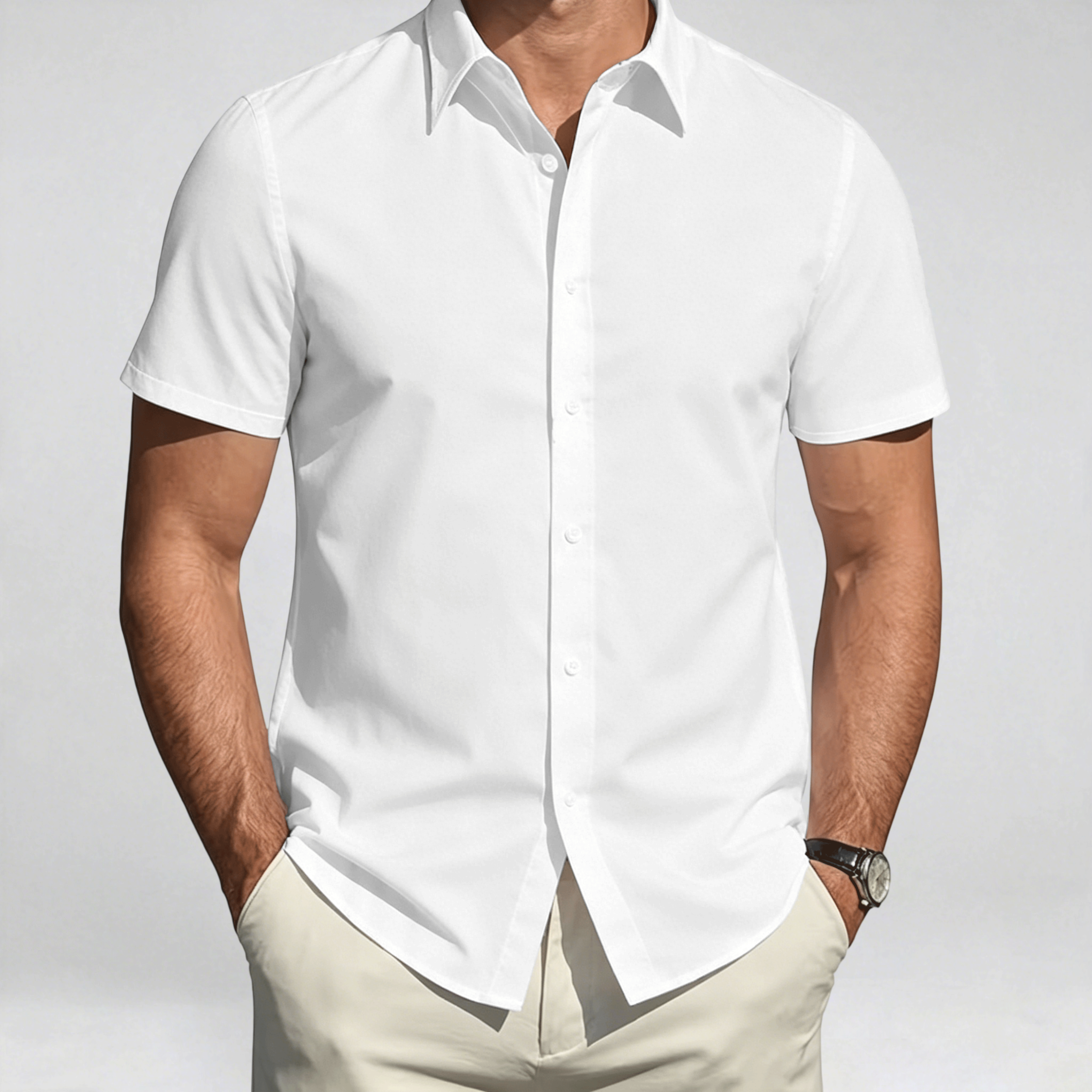 Men'S Vintage Shirt with a Stand Collar And Button Front, Made from Non-Stretch Fabric - Suitable for Both Formal And Casual Occasions - Available in Orange, Blue, Black, White