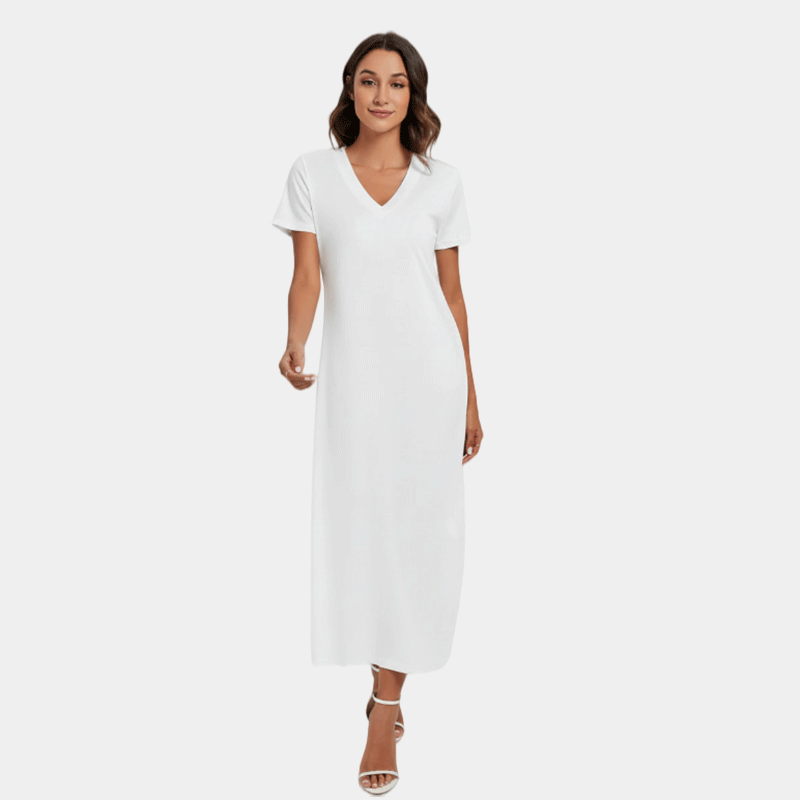 All-Over Print Women's V-neck Dress With Side Slit