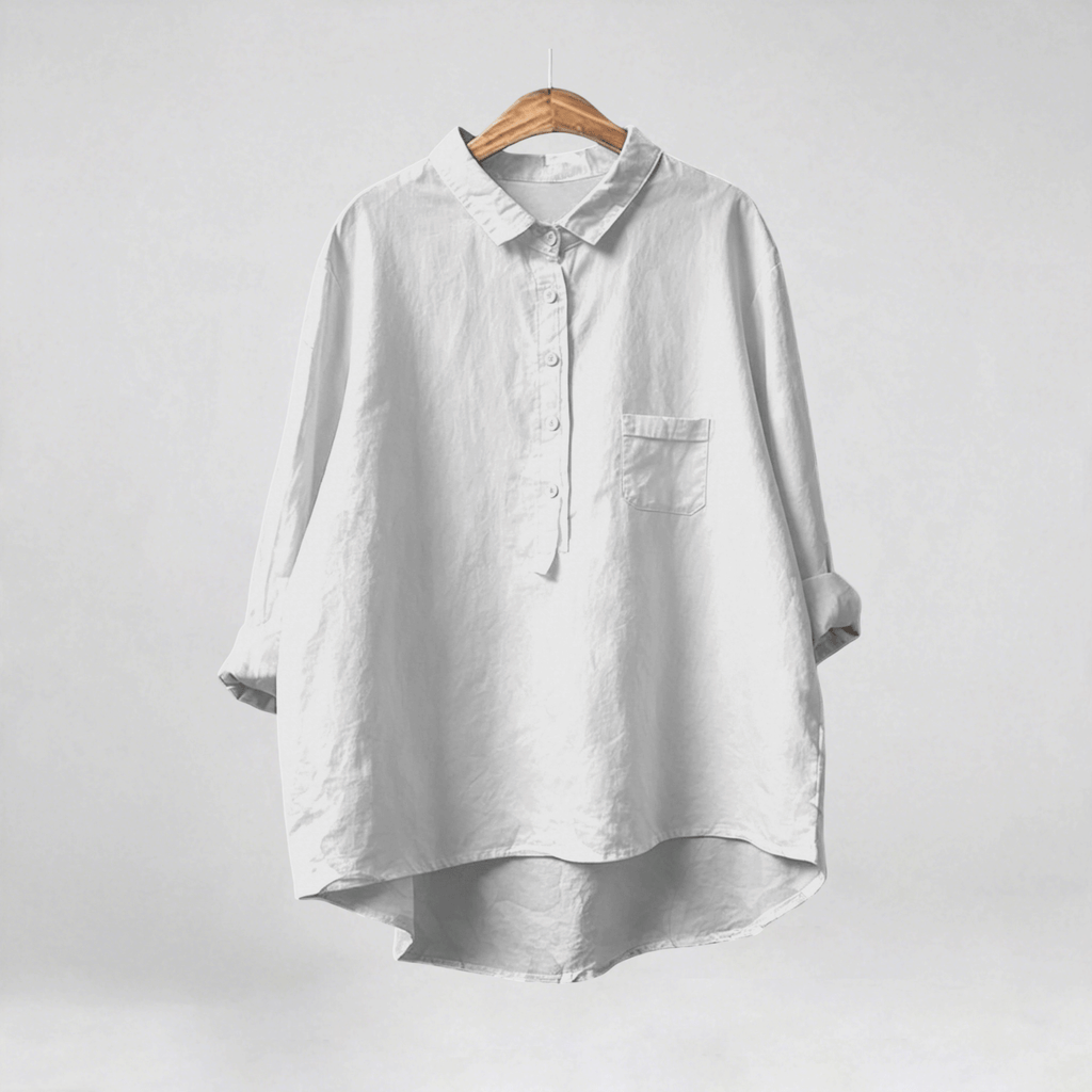 European and American Loose Casual Full-Body Print Turn- Collar Women's Shirt