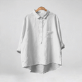 European and American Loose Casual Full-Body Print Turn- Collar Women's Shirt