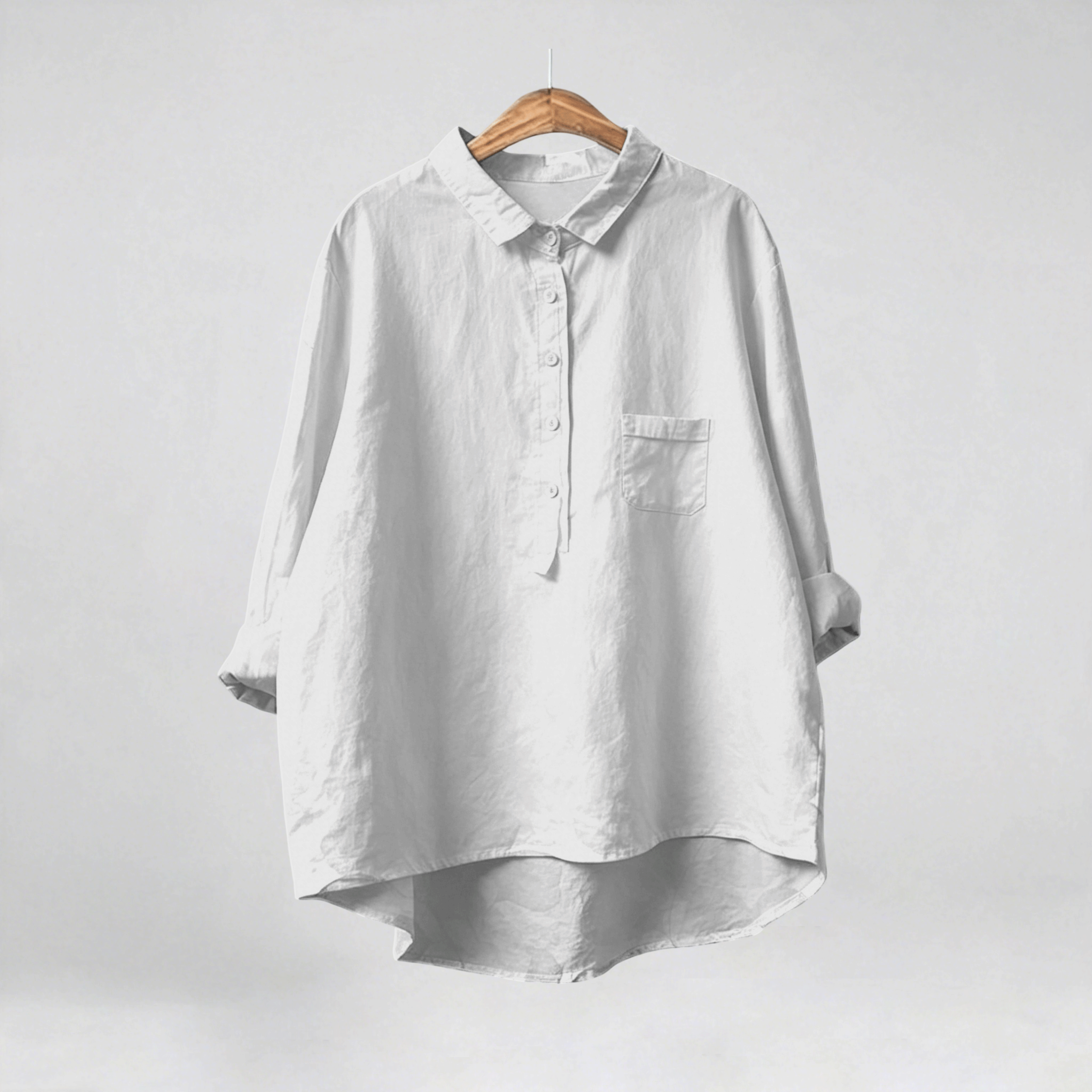 European and American Loose Casual Full-Body Print Turn- Collar Women's Shirt