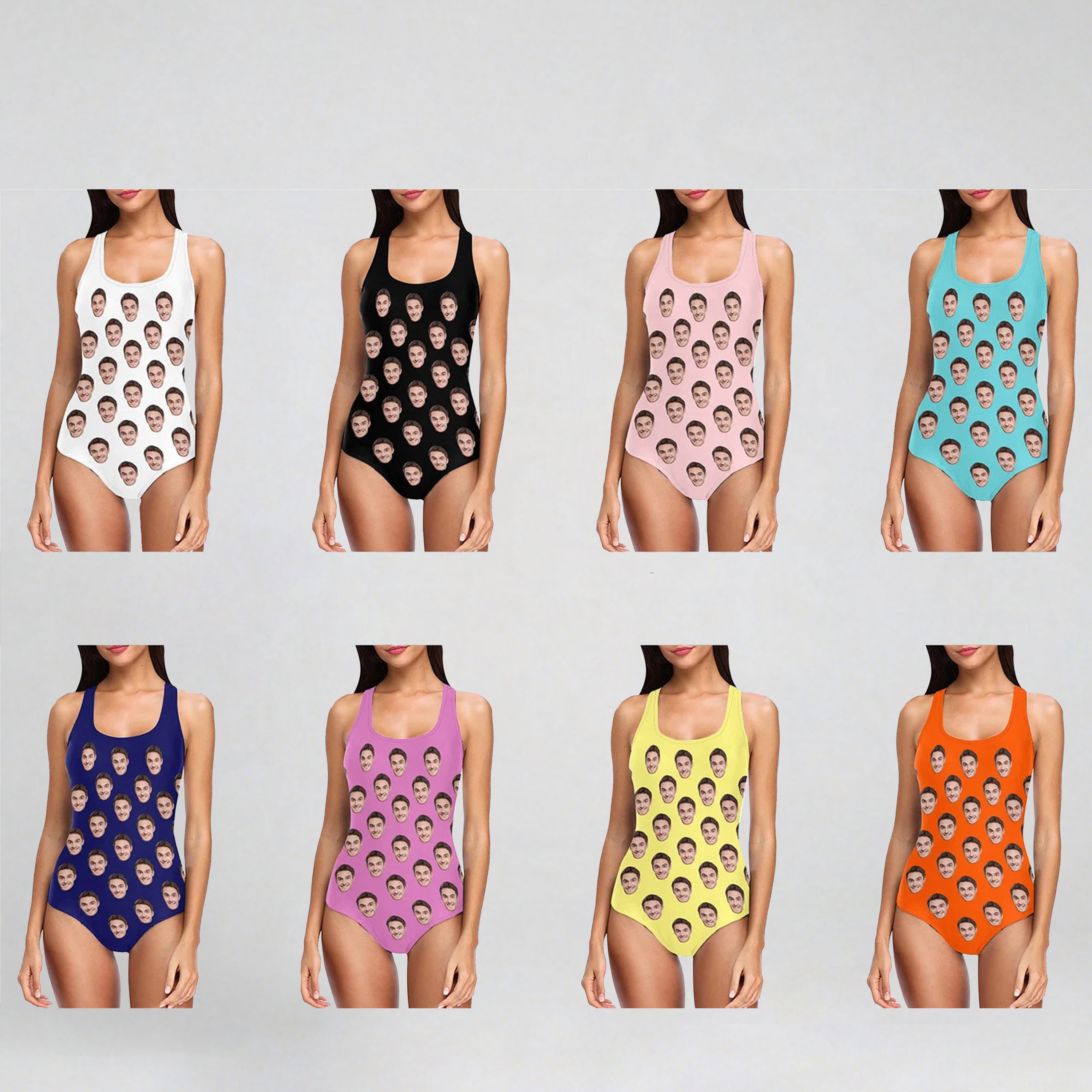 Custom Face Swimsuit, Personalized Photo Bathing Suit, Bachelorette Party