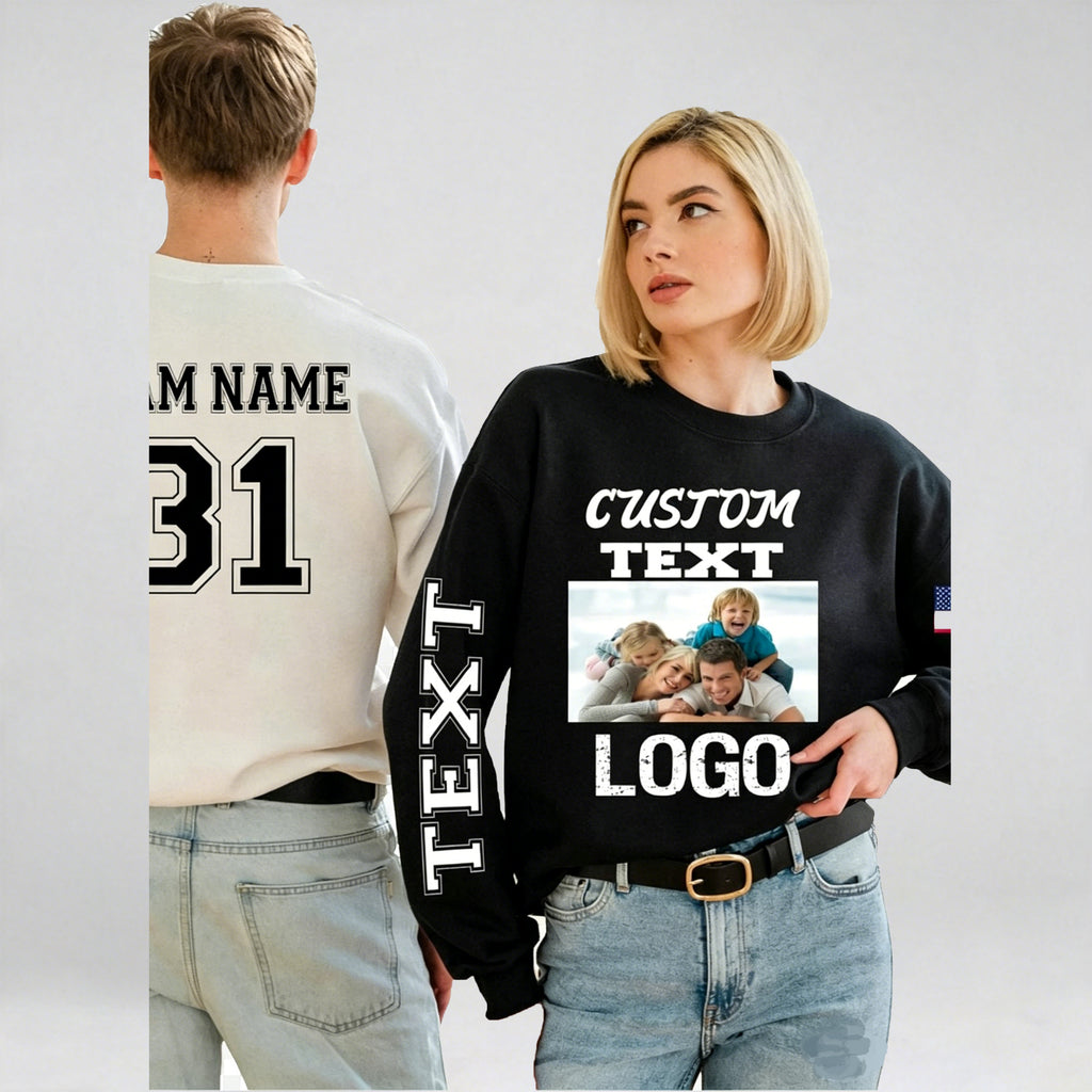 Custom Logo Sweatshirt: Personalized Text, Team Name & Number