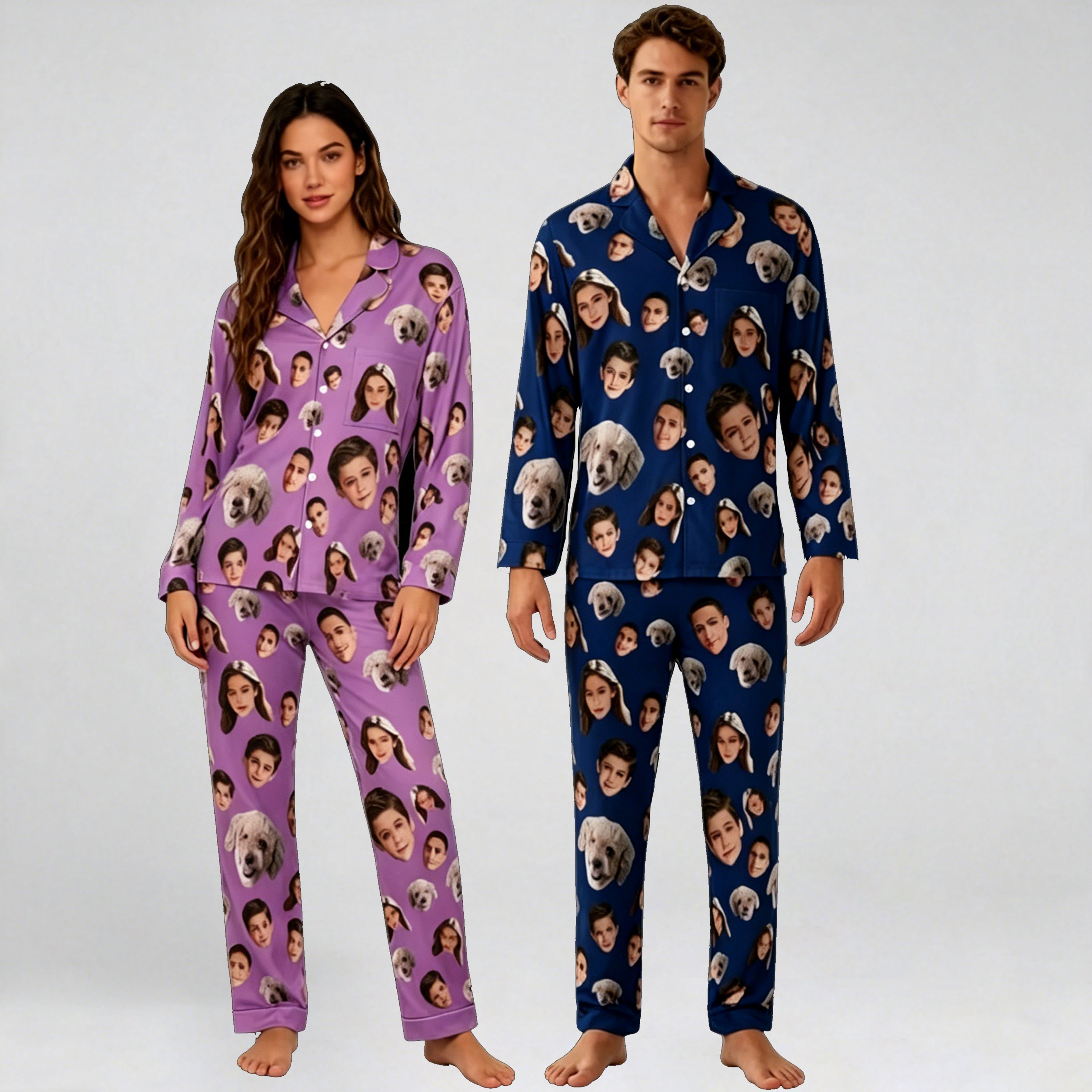 Custom Face Pajama Set,Christmas Pajamas,Personalized Photo Pajamas,Men Women Pajamas Bridal Party Birthday Anniversary Day Gifts,dog gifts