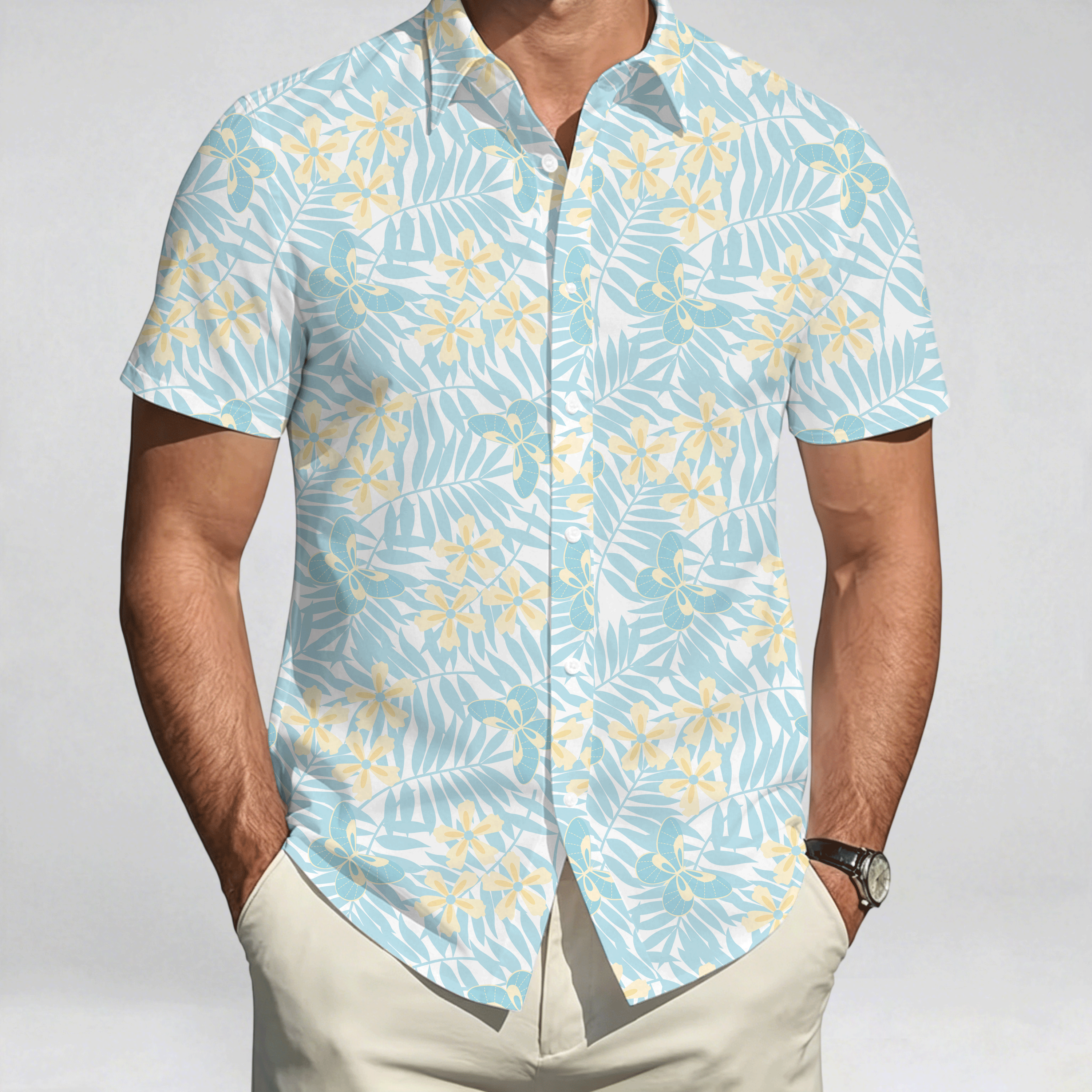 Men'S Vintage Shirt with a Stand Collar And Button Front, Made from Non-Stretch Fabric - Suitable for Both Formal And Casual Occasions - Available in Orange, Blue, Black, White