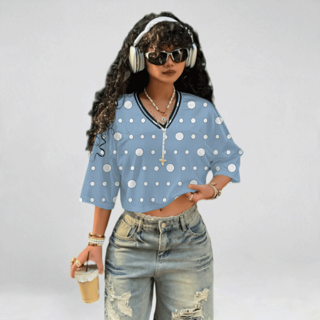 Y2K Women's Spliced Fabric Short Sleeve T-Shirt Crop Top M186 PB-744
