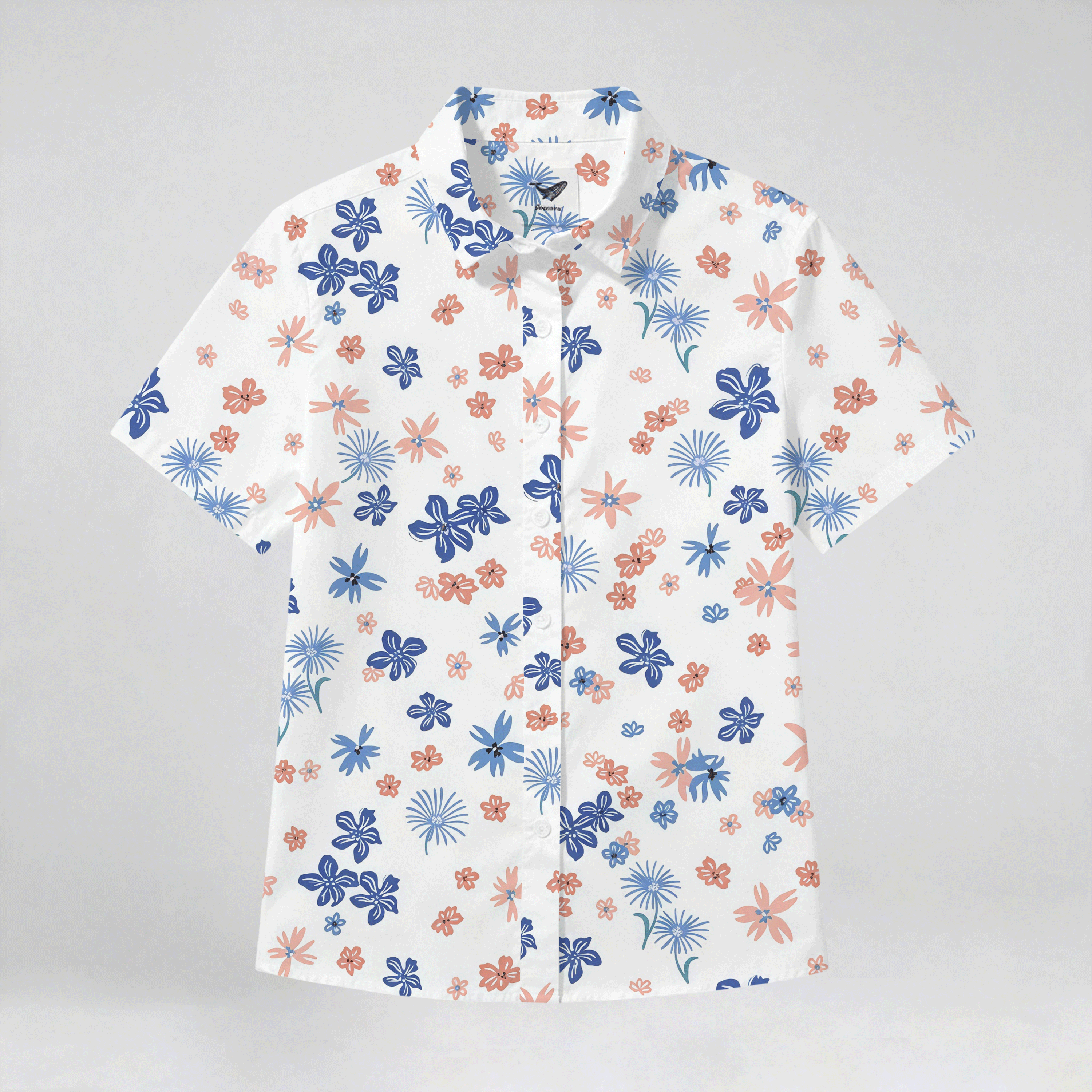 Women’s Hawaiian Shirt 100% Cotton Button-Up – 60s Retro Floral Aloha