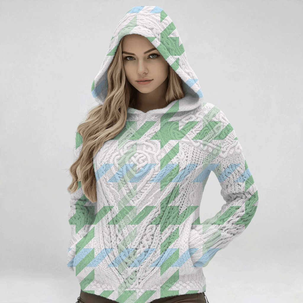 Women's Viking Wolf Style Celtic Thick Hooded Sweater