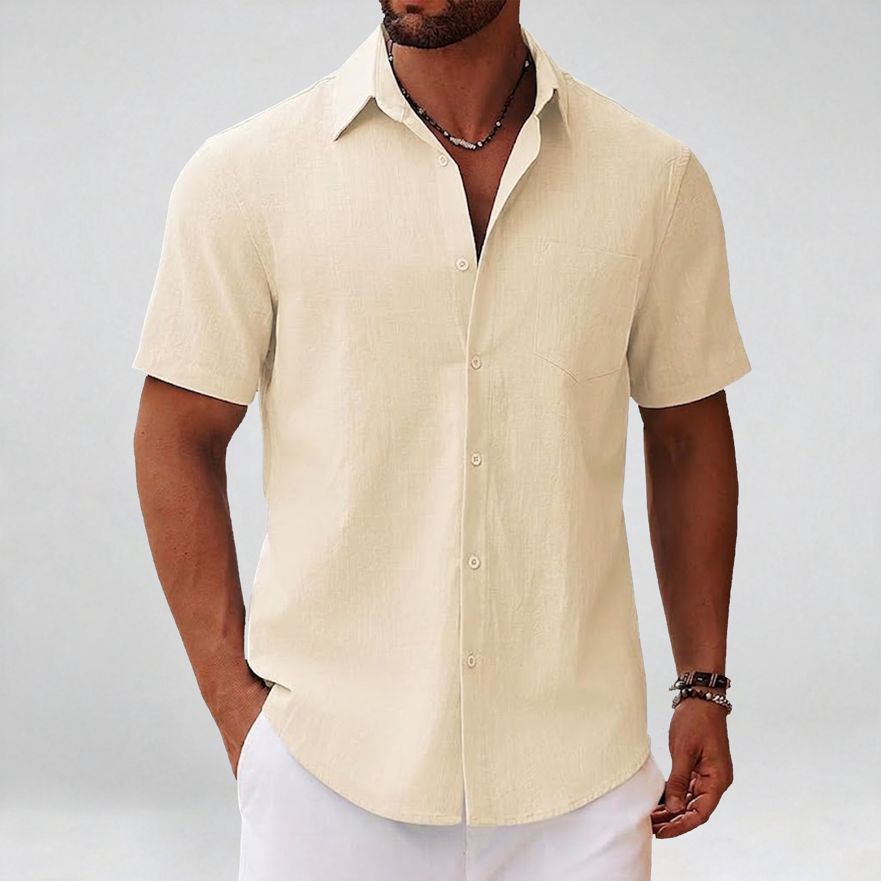COOFANDY Men's Short Sleeve Shirt Lightweight Summer Shirt with Chest Pocket Casual Holiday S-4XL