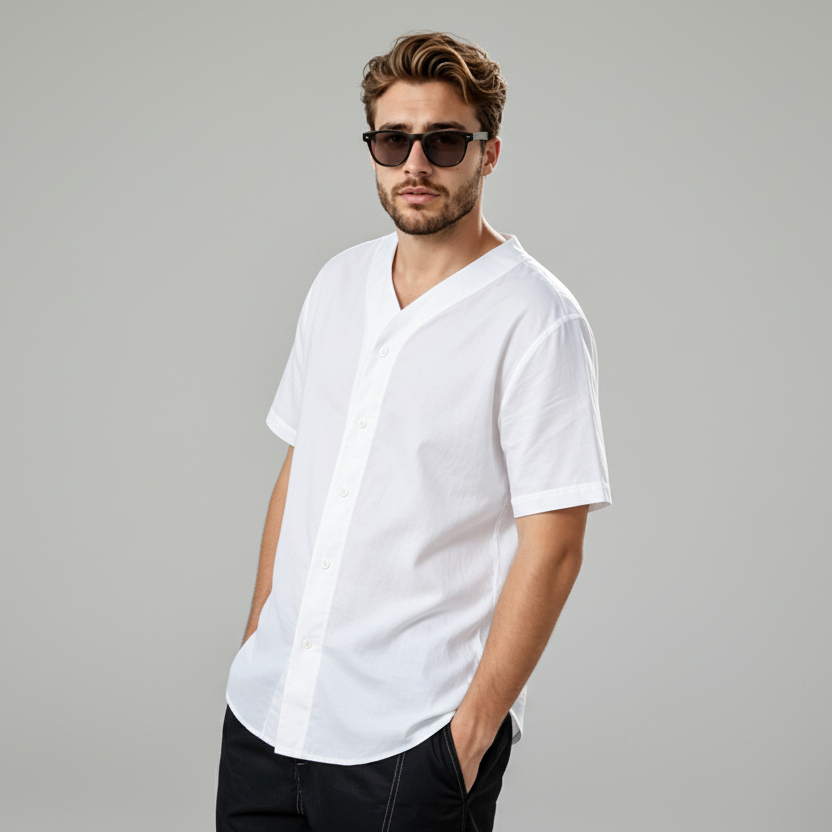 All-Over Print Men's Short Sleeve Baseball Jersey With Pinstripes