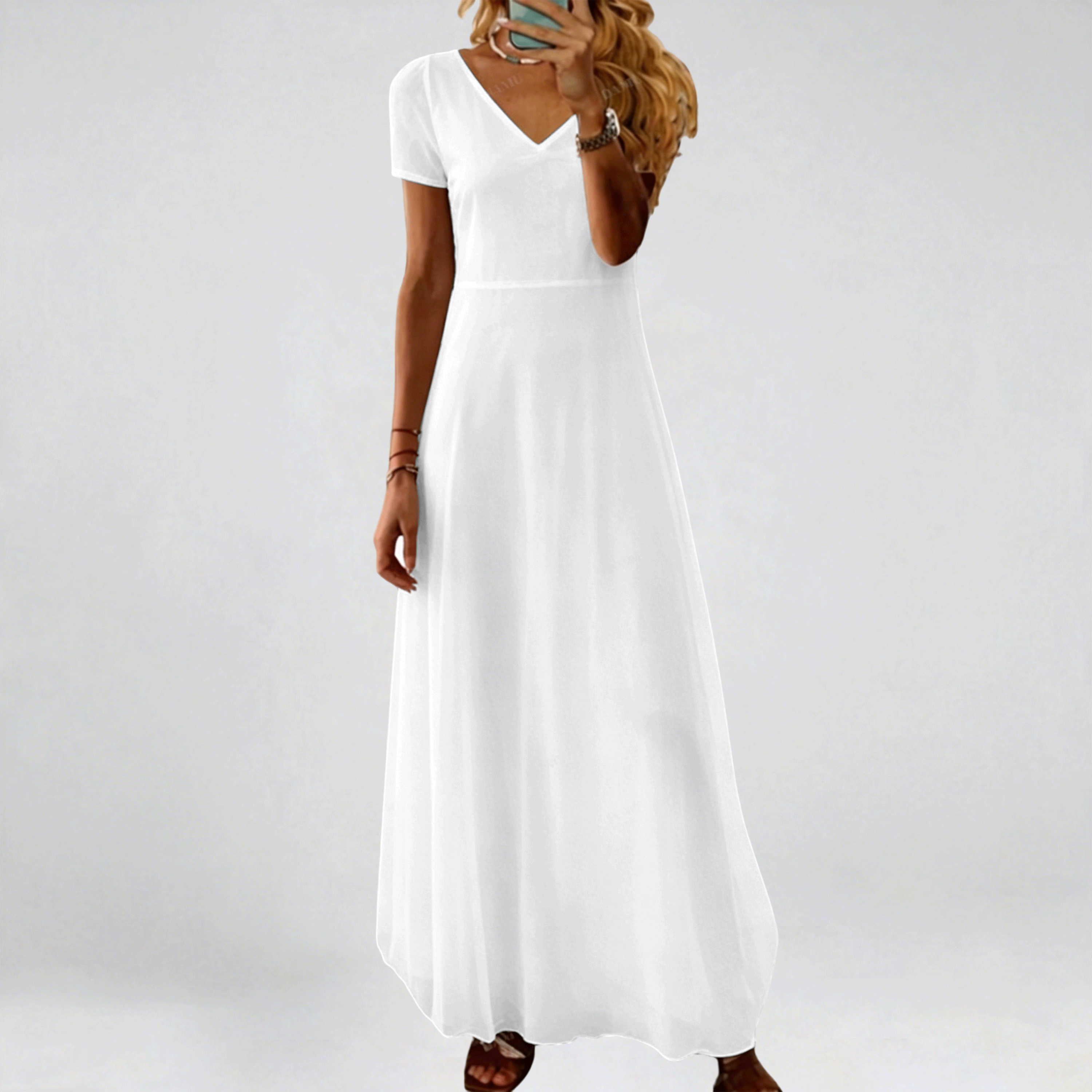 Plus Size, European and American New V-Neck Short-Sleeve Casual Printed Sexy Women's Dress