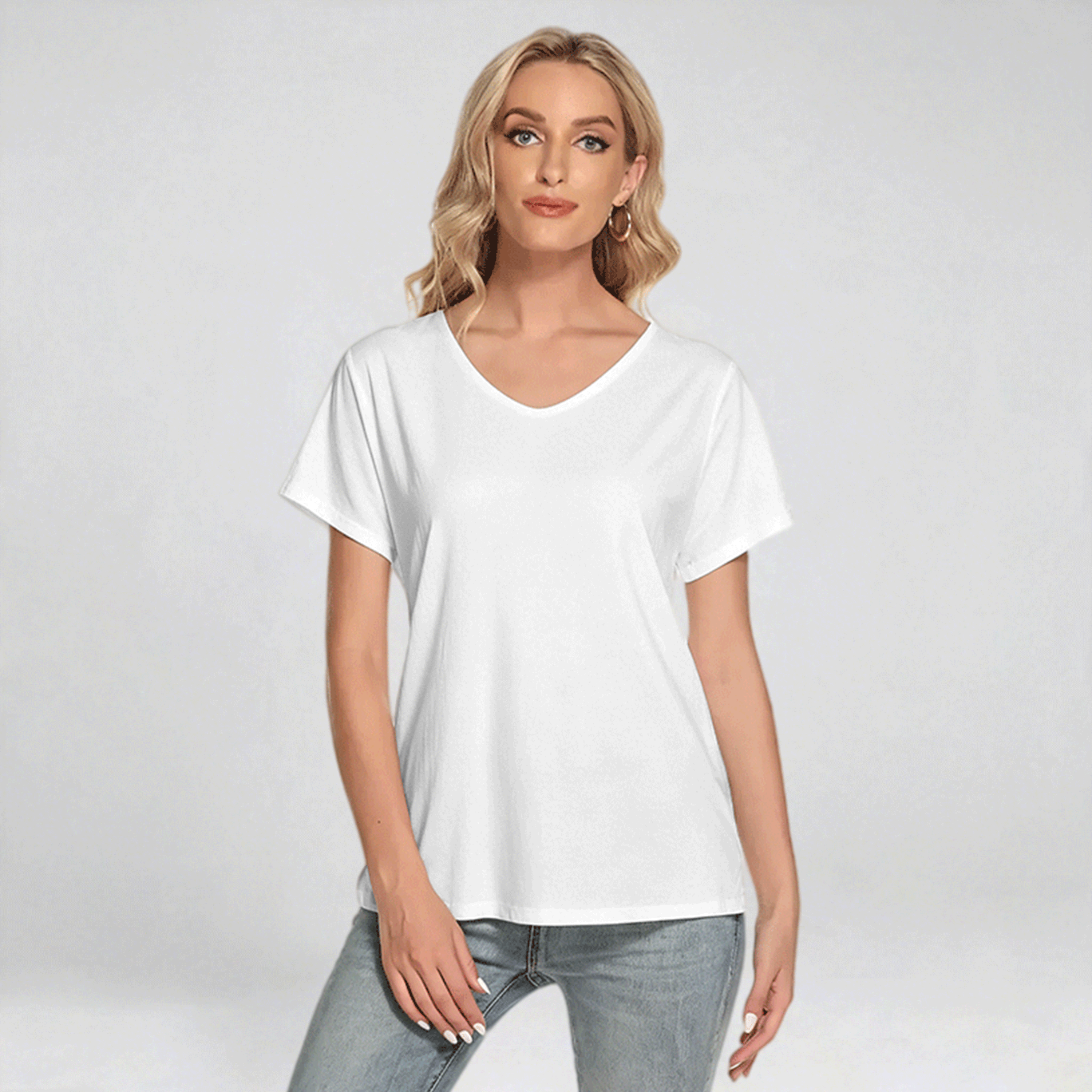 All-Over Print Women's Loose V-neck Short Sleeve T-shirt