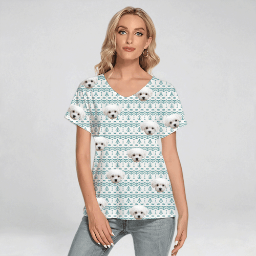 All-Over Print Women's Loose V-neck Short Sleeve T-shirt