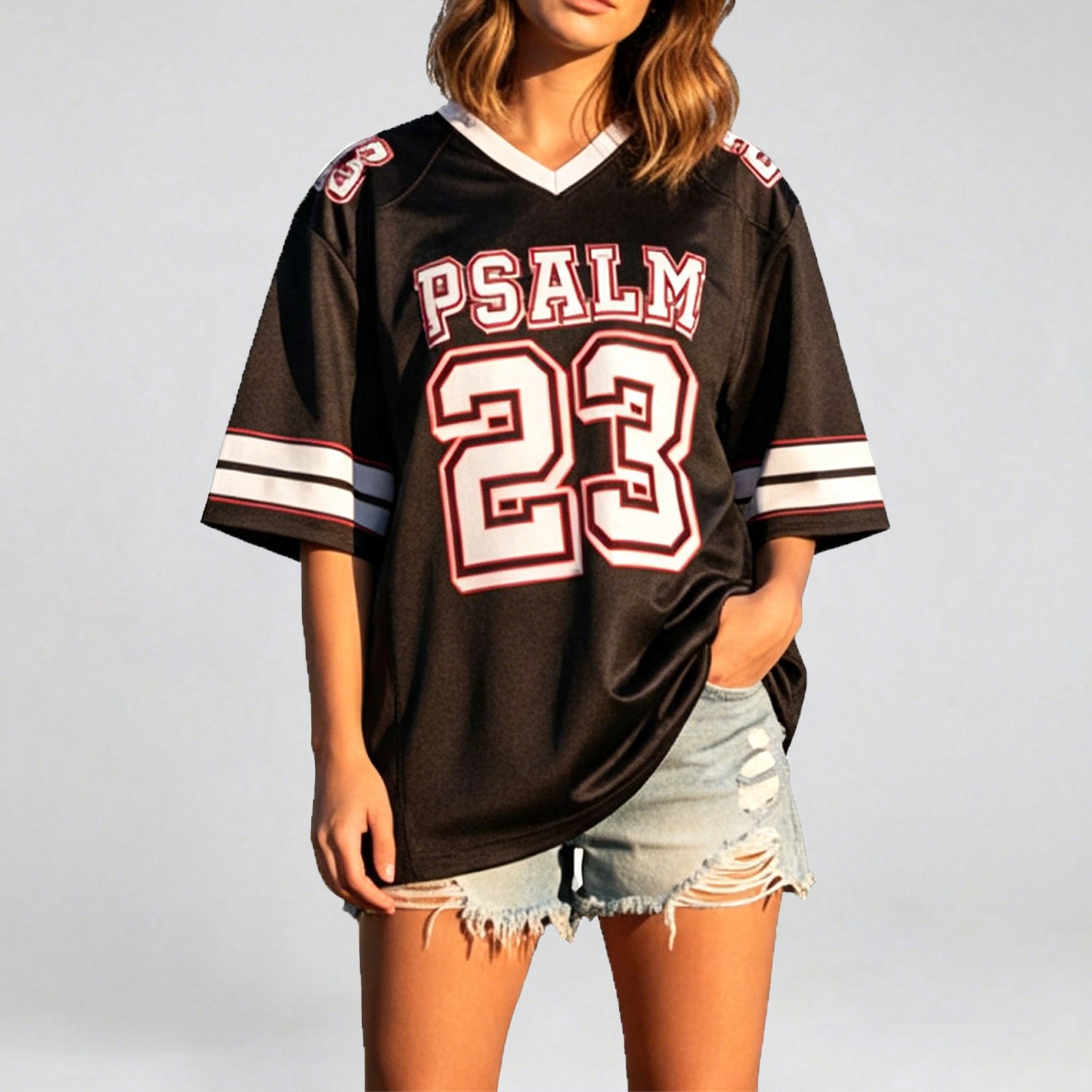 Psalm 23 Jersey Shirt, Jesus Christian Bible Verse Football Jersey