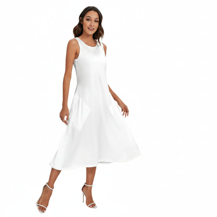 All-Over Print Women's Sleeveless Dress With Diagonal Pocket