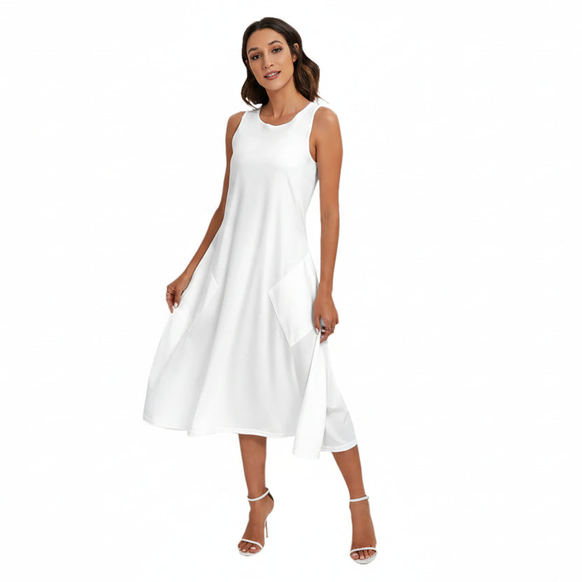 All-Over Print Women's Sleeveless Dress With Diagonal Pocket