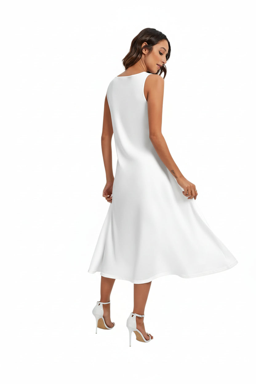 All-Over Print Women's Sleeveless Dress With Diagonal Pocket