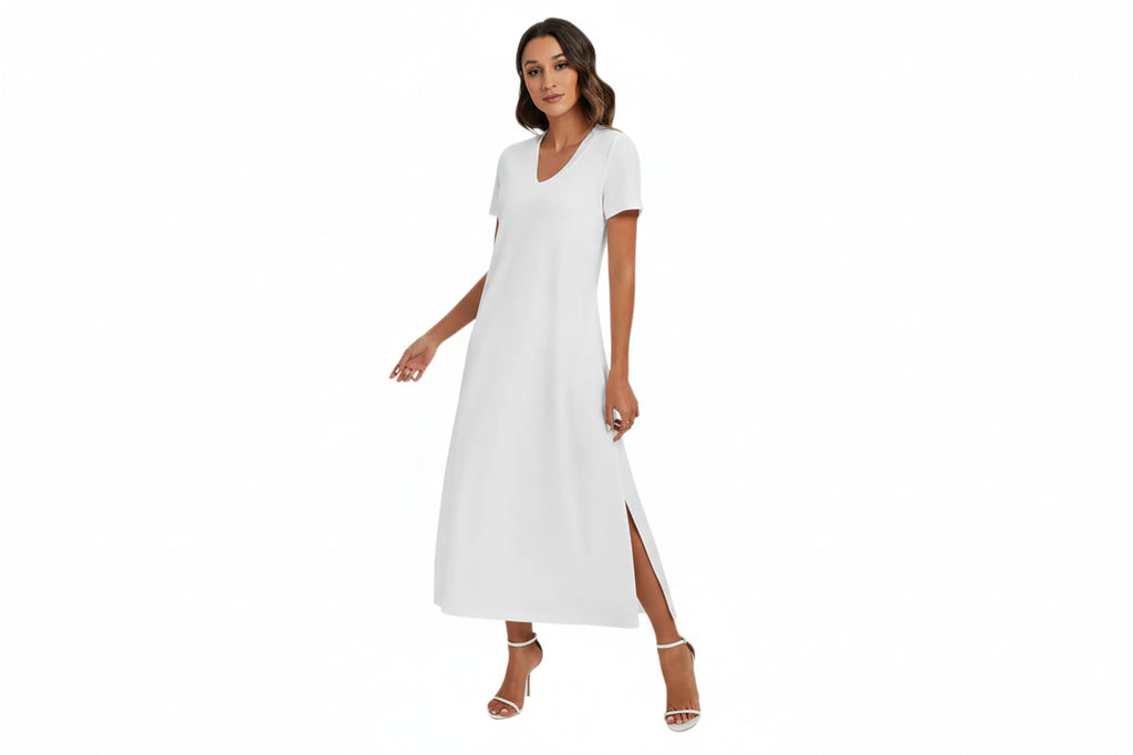 All-Over Print Women's V-neck Dress With Side Slit
