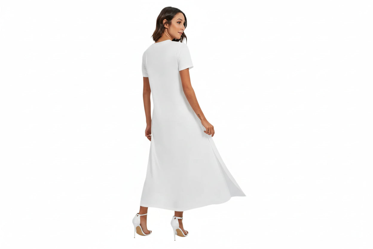 All-Over Print Women's V-neck Dress With Side Slit