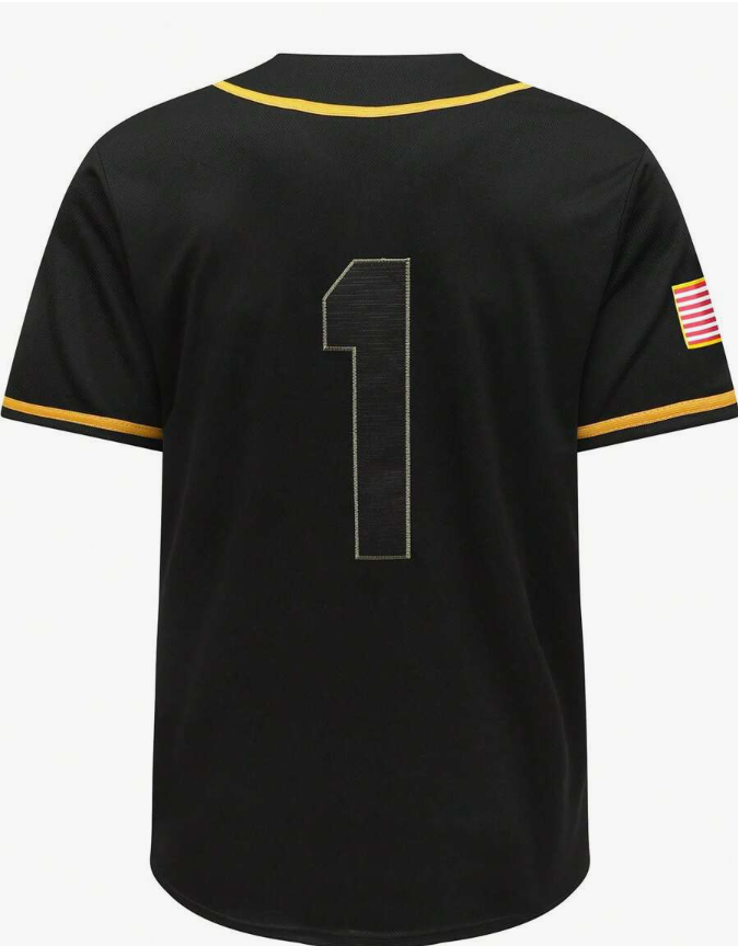 Men's Baseball Jersey Button-Down Embroidered Sports T-Shirt Gym Clothes Men Basic T Shirt