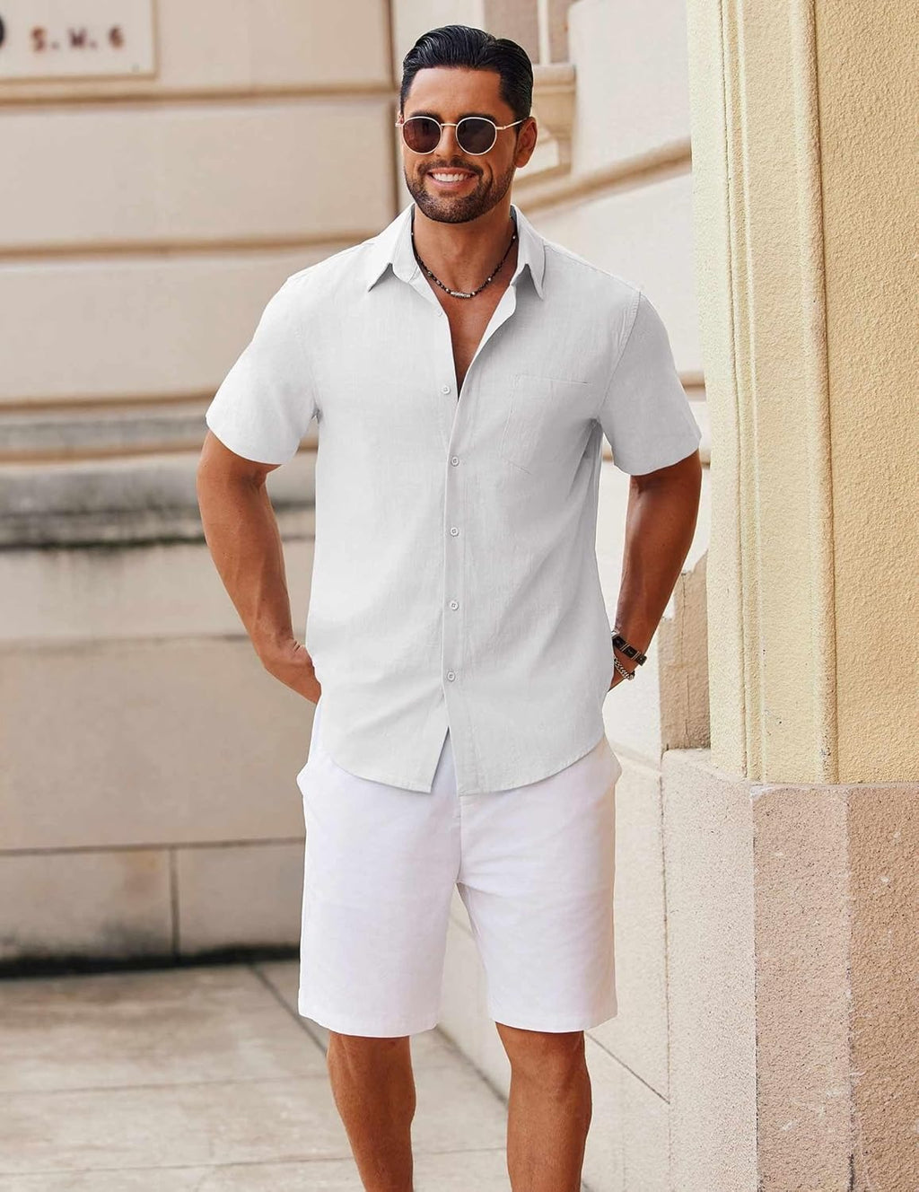 COOFANDY Men's Short Sleeve Shirt Lightweight Summer Shirt with Chest Pocket Casual Holiday S-4XL