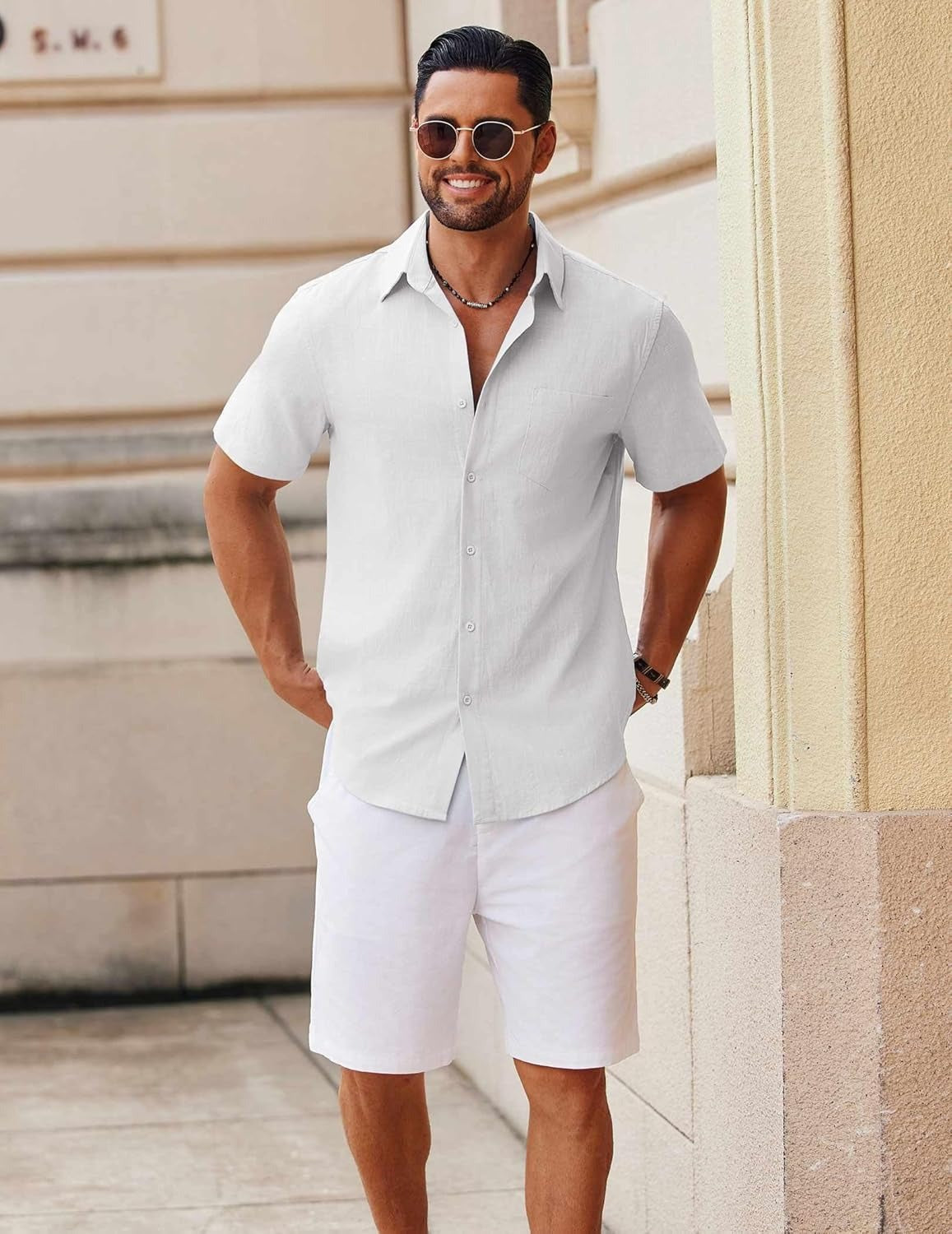 COOFANDY Men's Short Sleeve Shirt Lightweight Summer Shirt with Chest Pocket Casual Holiday S-4XL