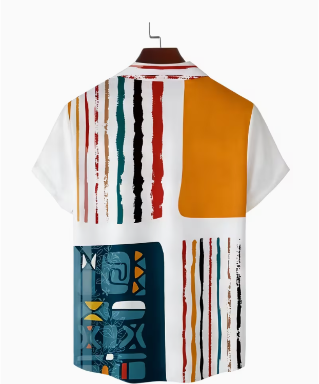 Men'S Vintage Shirt with a Stand Collar And Button Front, Made from Non-Stretch Fabric - Suitable for Both Formal And Casual Occasions - Available in Orange, Blue, Black, White
