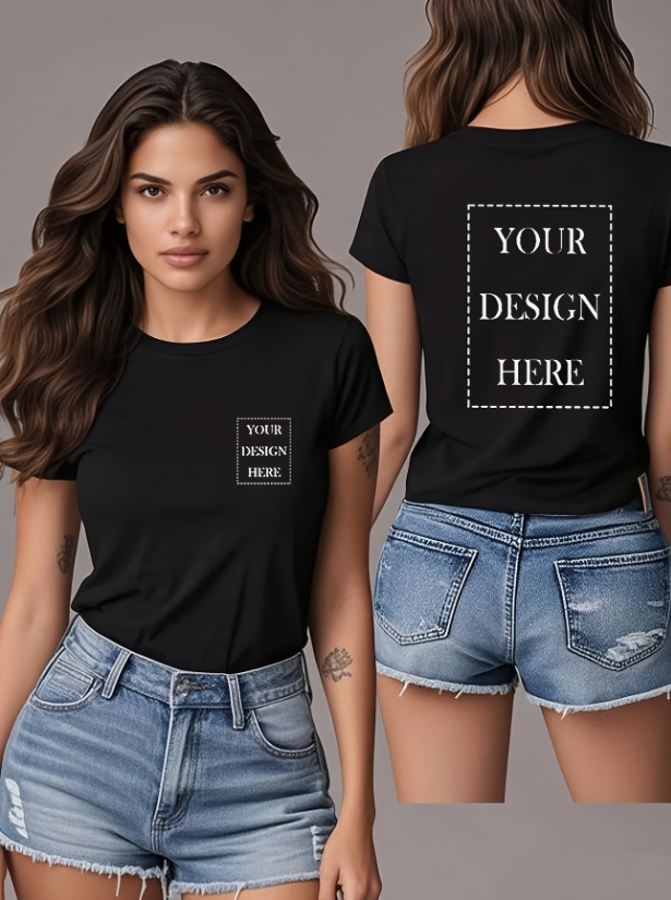 Women's & Men's Custom Text/ T-Shirts - Double-Sided Printing, S-2XL Sizes, Add Your Own Text//Phone/Email, Casual Fit for Events, Promotions, Gifts - Machine Washable Custom Tee