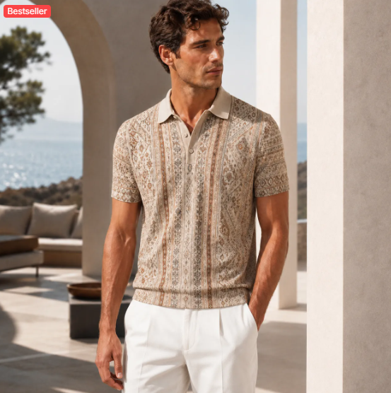 All-Over Print Men's Polo Collar Jersey