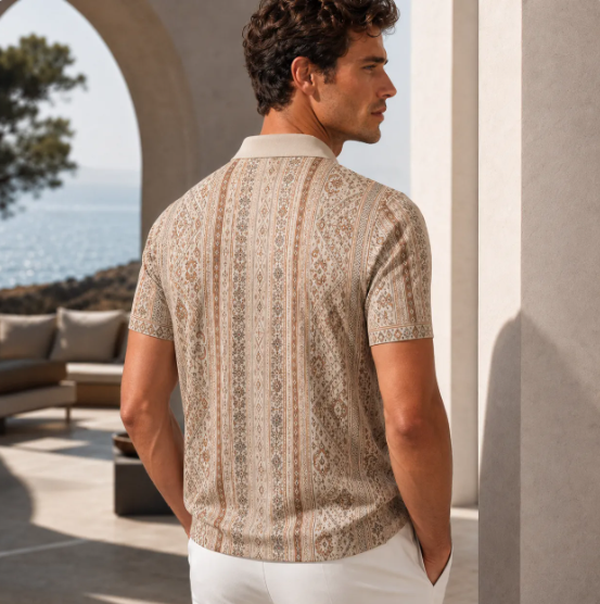 All-Over Print Men's Polo Collar Jersey