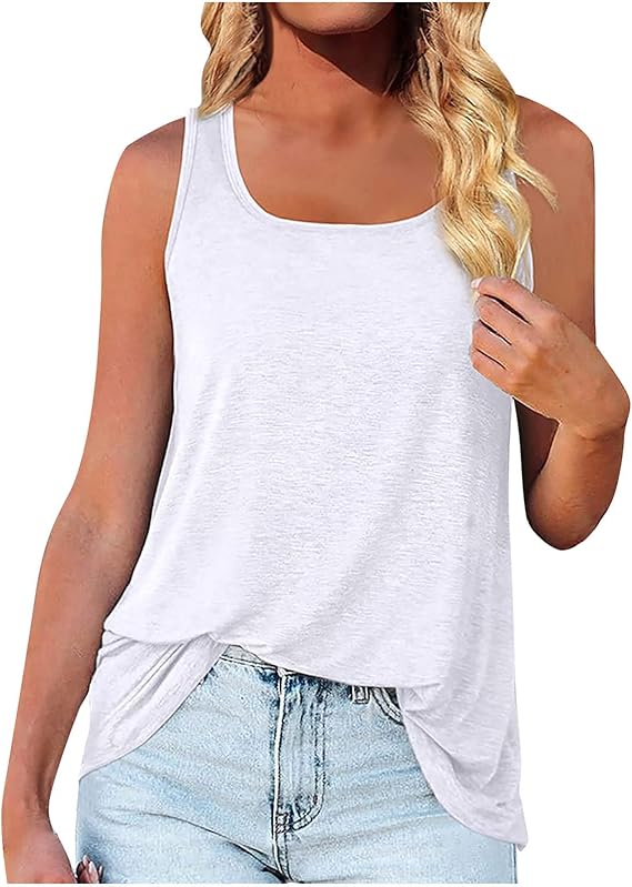Plus Size - Plus Size - Plus Size, 2-Pack Women'S Solid Color Sleeveless Square Neck T-Shirts - Comfortable And Casual Tops for Casual Attire