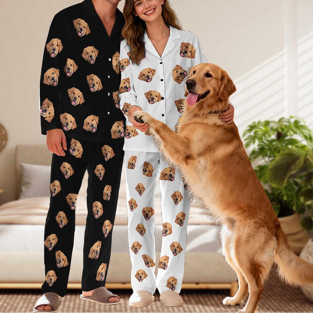 Custom Face Pajama Set,Christmas Pajamas,Personalized Photo Pajamas,Men Women Pajamas Bridal Party Birthday Anniversary Day Gifts,dog gifts