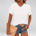 Graphic Print T-shirt, Short Sleeve V Neck Casual Top for Summer & Spring, Women's Clothing