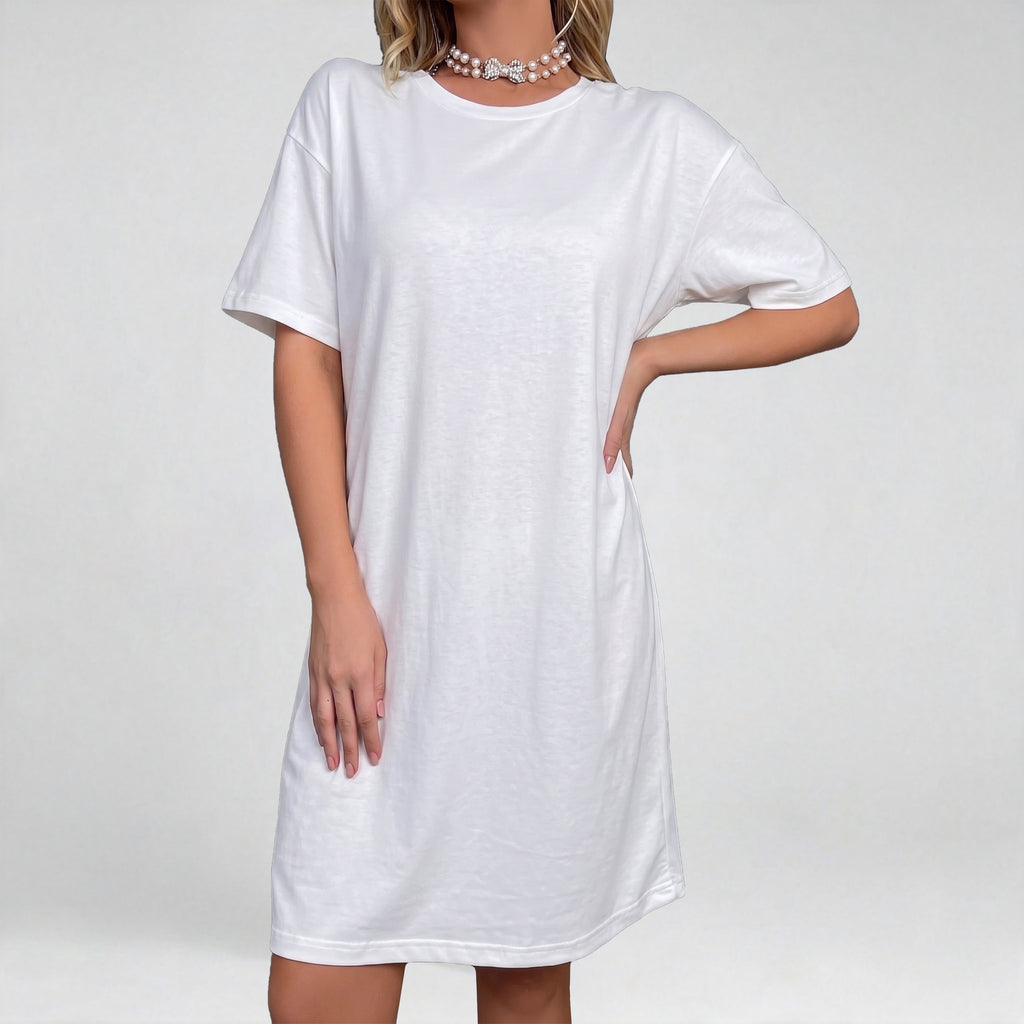 cute cartoon printed crew neck short sleeve night dress