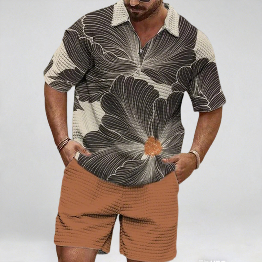 Casual Men's Short Sleeve Zipper Design Shirt, Comfortable Male Shirt For Summer Outdoor, Gift For Man
