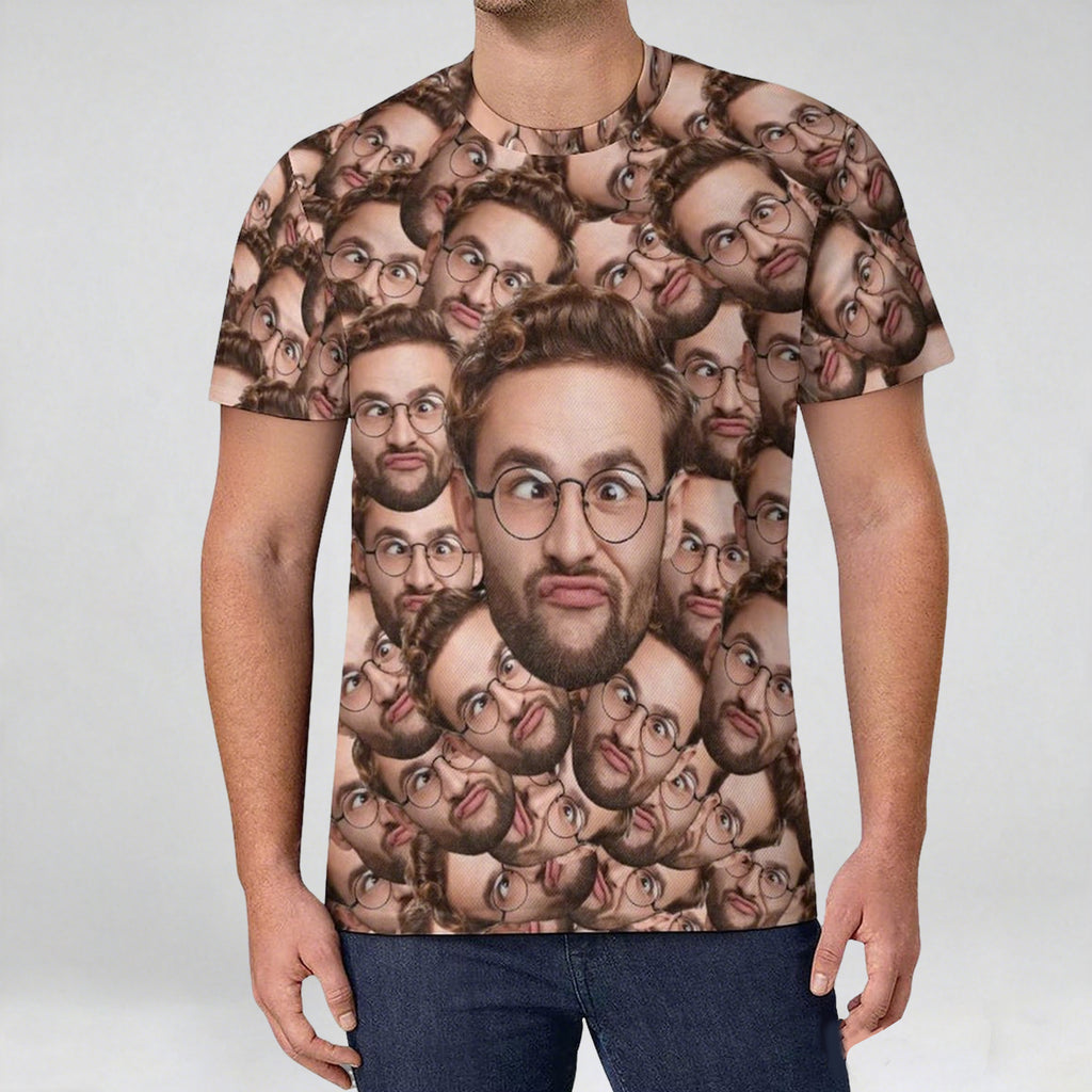 Custom Face All-Over Print T-Shirt, Personalized Photo Shirt