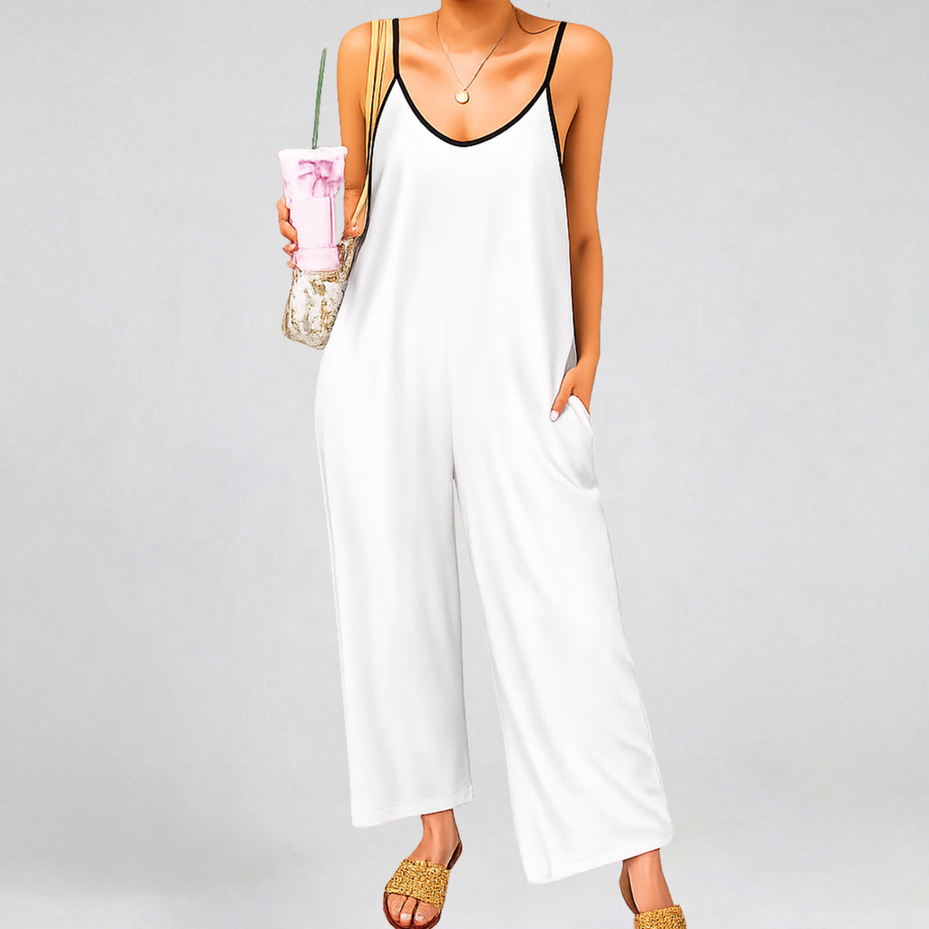 Custom Photo Sleeveless Jumpsuit, Personalized Wide Leg Romper