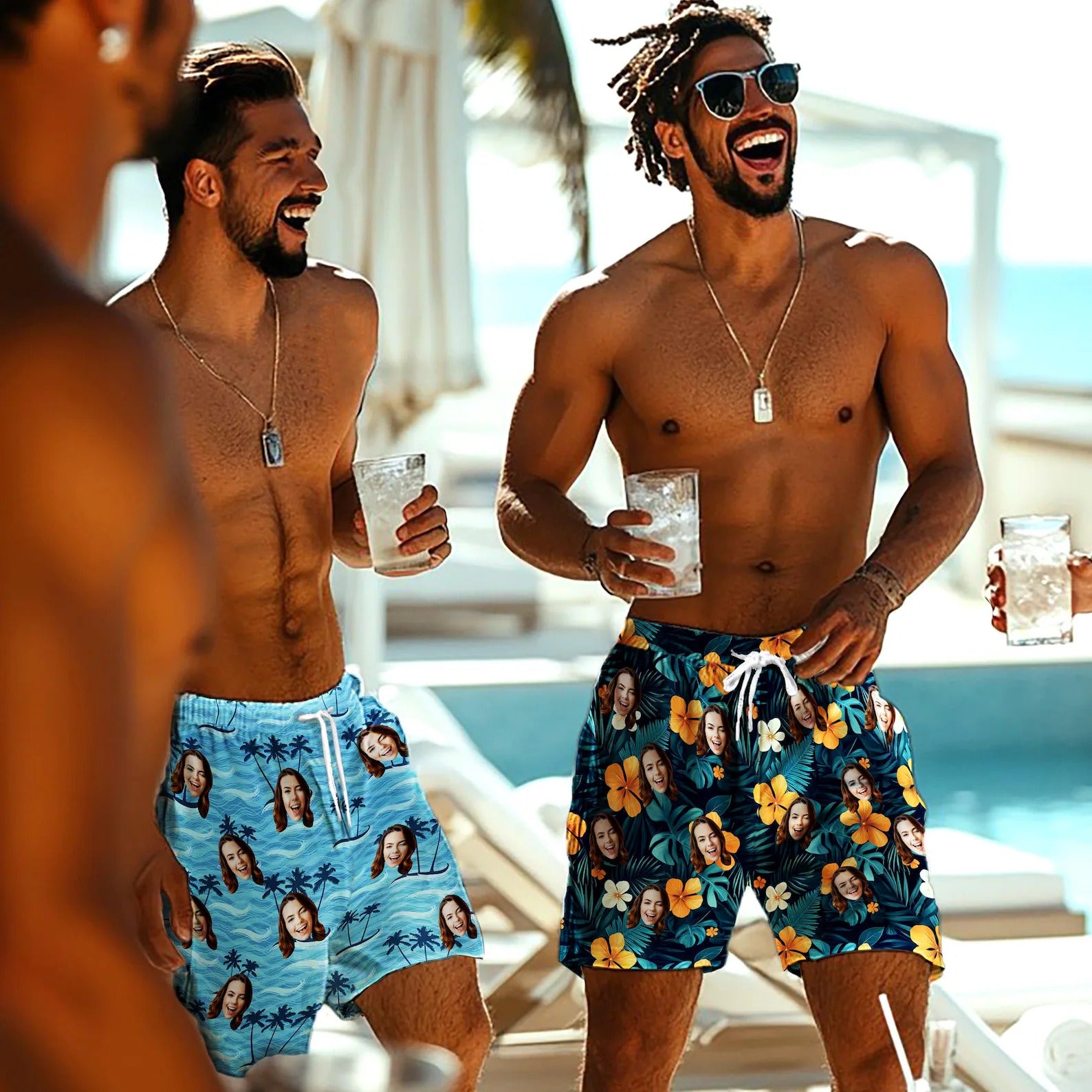 Personalized Face Swim Trunks, Custom Men's Bathing Suit, Father's Day Gift